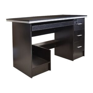 Office Wooden Table With 3 Drawers - Dark Chocolate