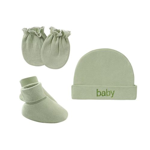 Newborn Set Beanie Cap + Mittens + Socks - Green